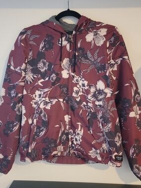 Obey Maroon Zip Hoodie with Black & White Details